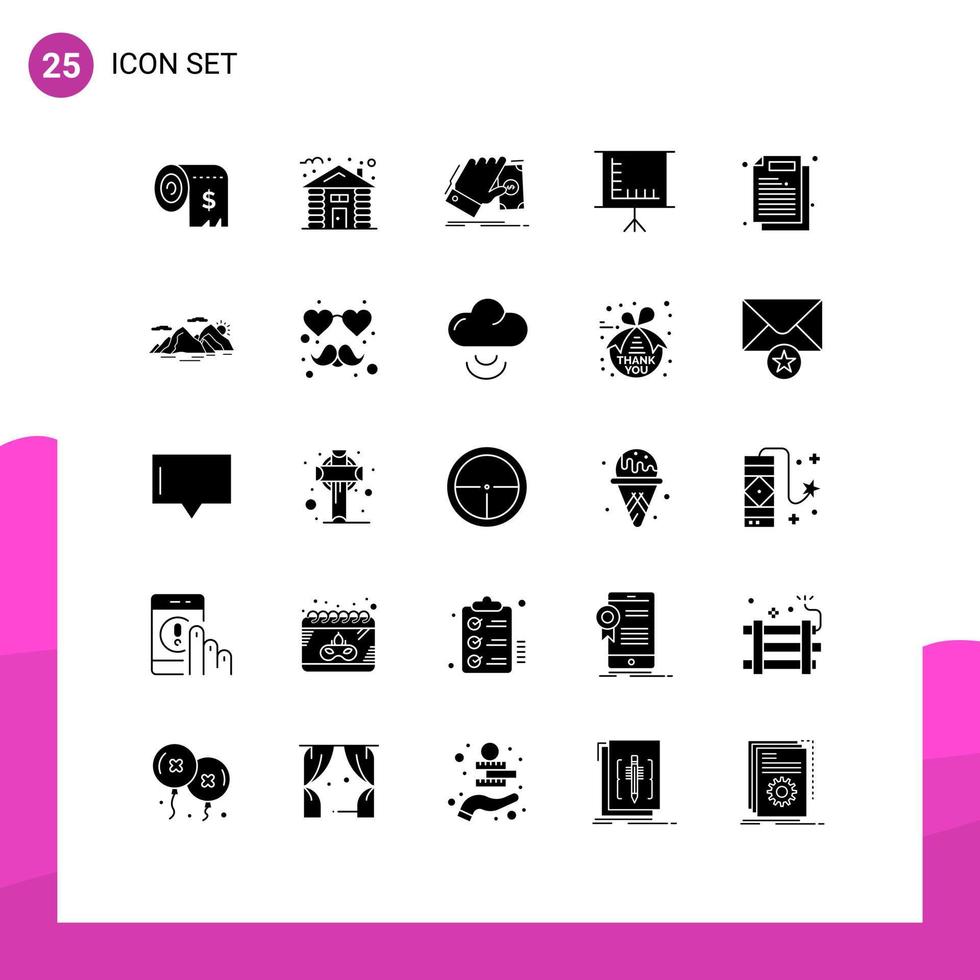 25 thematisch Vektor solide Glyphen und editierbar Symbole von Geschäft Tafel Baum Tafel verdienen editierbar Vektor Design Elemente