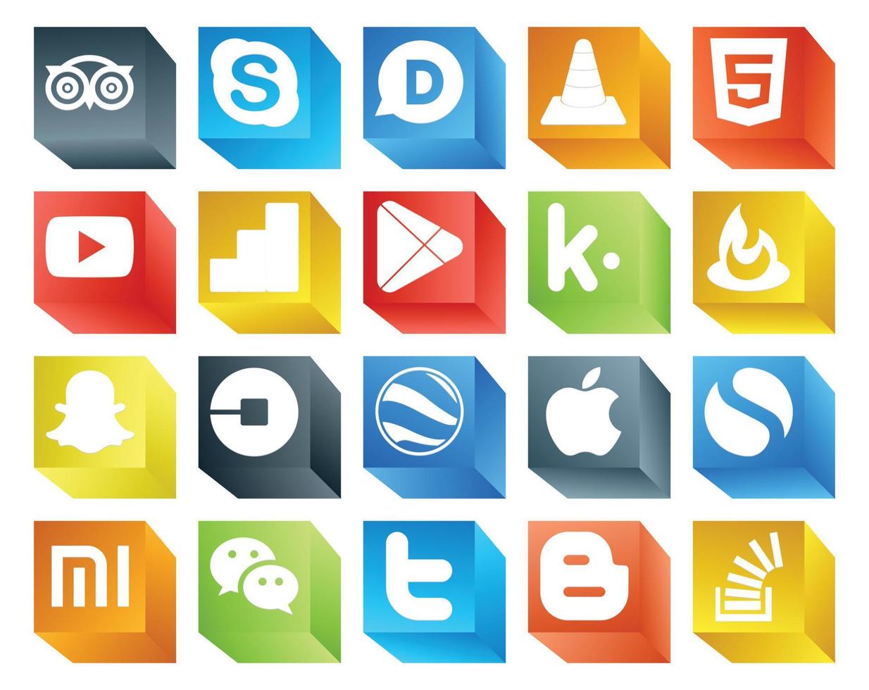 20 Sozial Medien Symbol Pack einschließlich über Futterbrenner html kik Google abspielen vektor