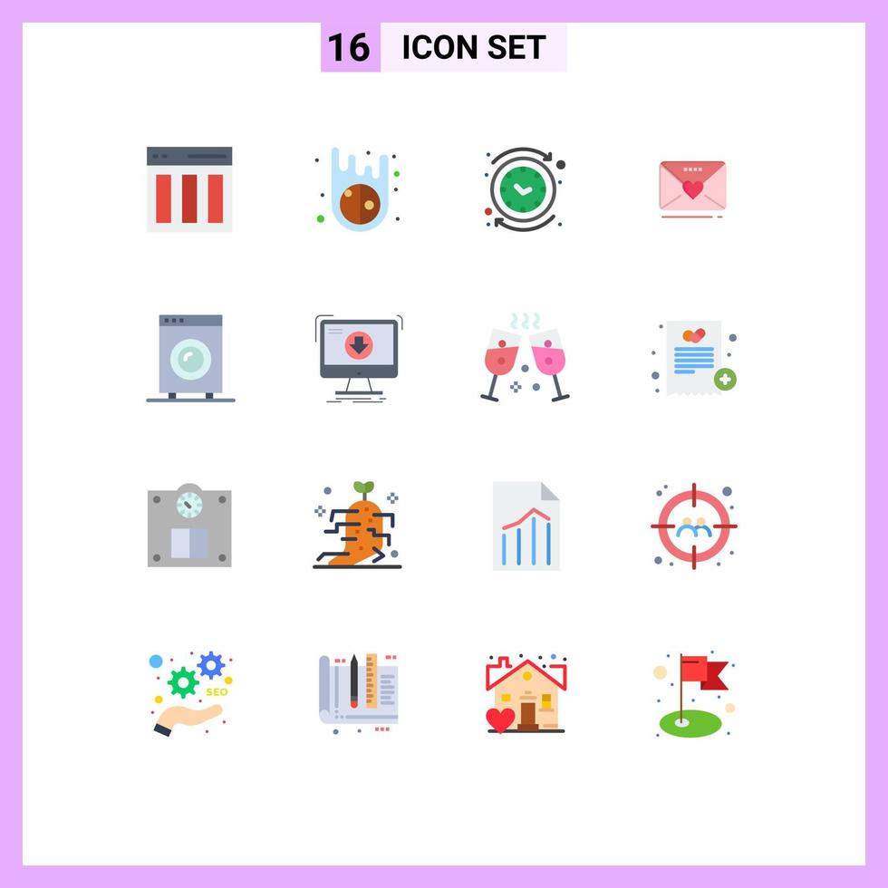 16 universell platt färger uppsättning för webb och mobil tillämpningar enheter bröllop bakåt kärlek tid redigerbar packa av kreativ vektor design element