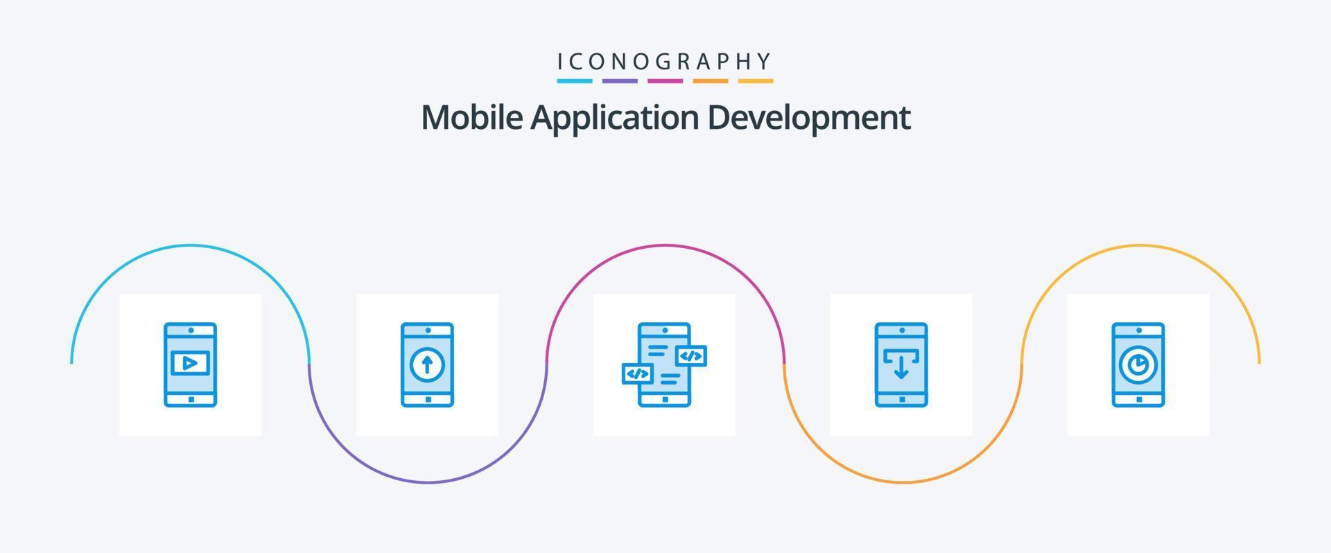 Handy, Mobiltelefon Anwendung Entwicklung Blau 5 Symbol Pack einschließlich Handy, Mobiltelefon Anwendung. herunterladen. gesendet. Daten. Handy, Mobiltelefon vektor