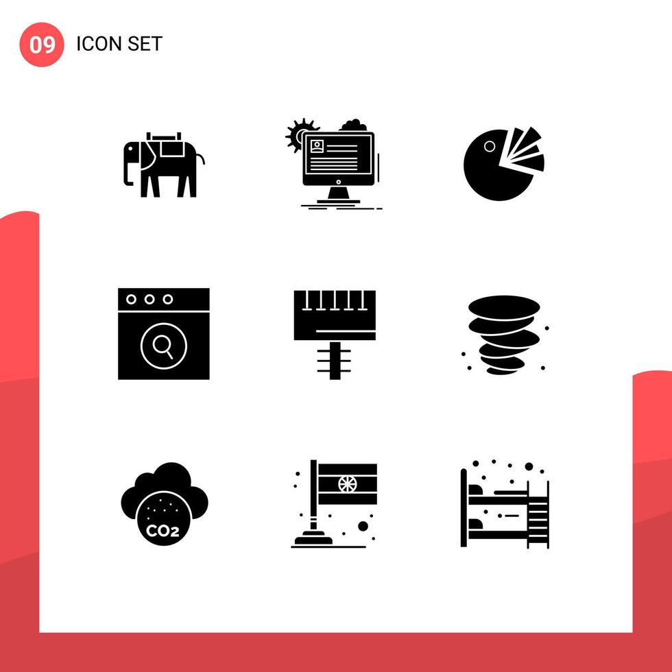 9 Universal- solide Glyphe Zeichen Symbole von Werbung Suche aktualisieren Mac Diagramm editierbar Vektor Design Elemente