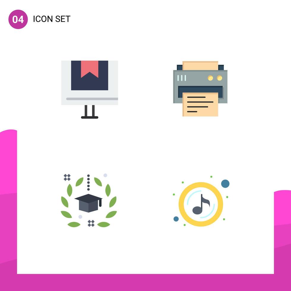 modern uppsättning av 4 platt ikoner pictograph av låda grad e skriva ut hatt redigerbar vektor design element