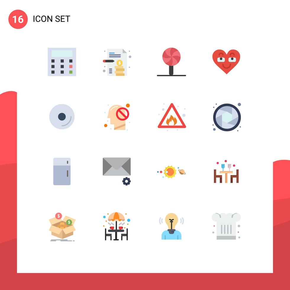 uppsättning av 16 modern ui ikoner symboler tecken för media disk Semester tycka om kärlek redigerbar packa av kreativ vektor design element
