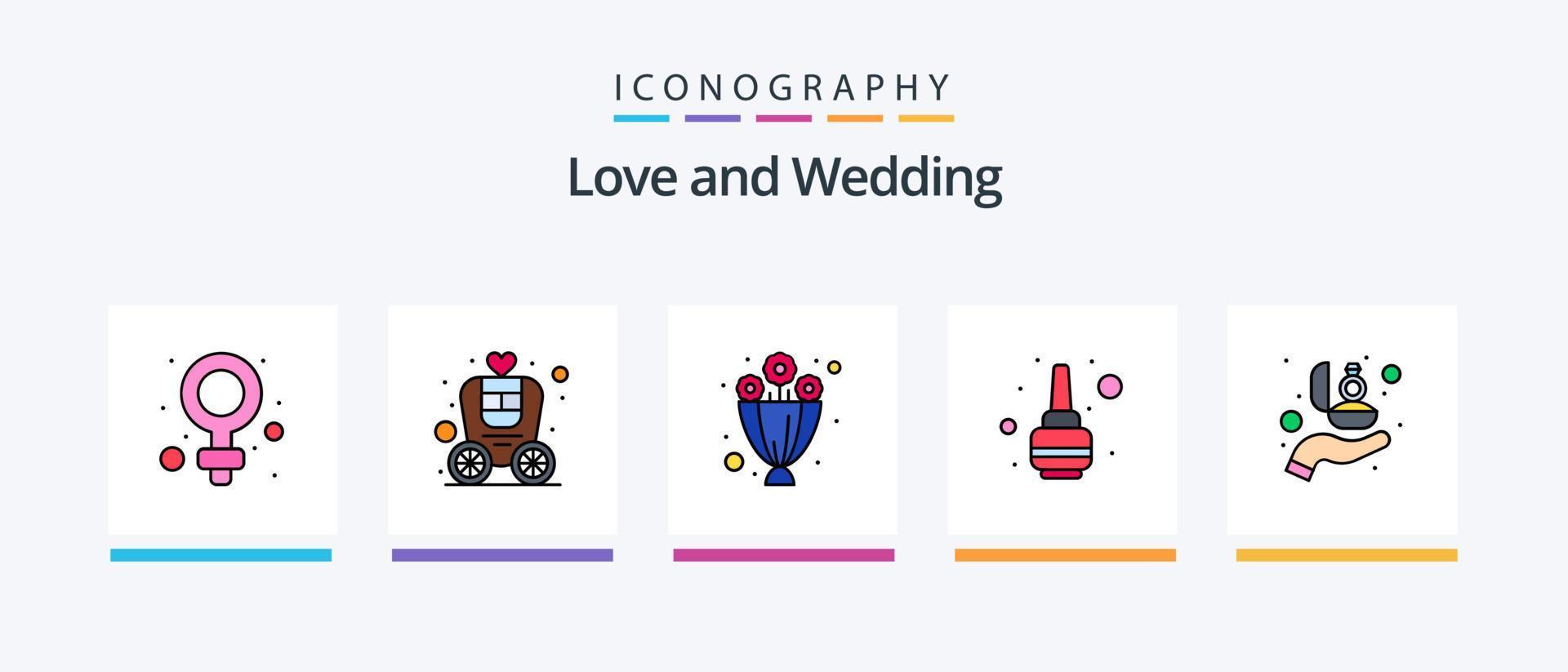 Hochzeit Linie gefüllt 5 Symbol Pack einschließlich Liebe. unterzeichnen. Liebe. weiblich. schön. kreativ Symbole Design vektor