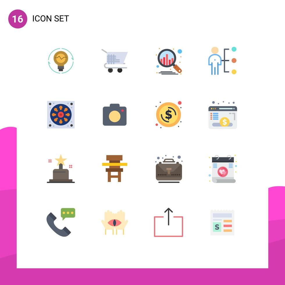 16 thematisch Vektor eben Farben und editierbar Symbole von Rekrutierung Job Wagen E-Commerce Mitarbeiter Analyse editierbar Pack von kreativ Vektor Design Elemente