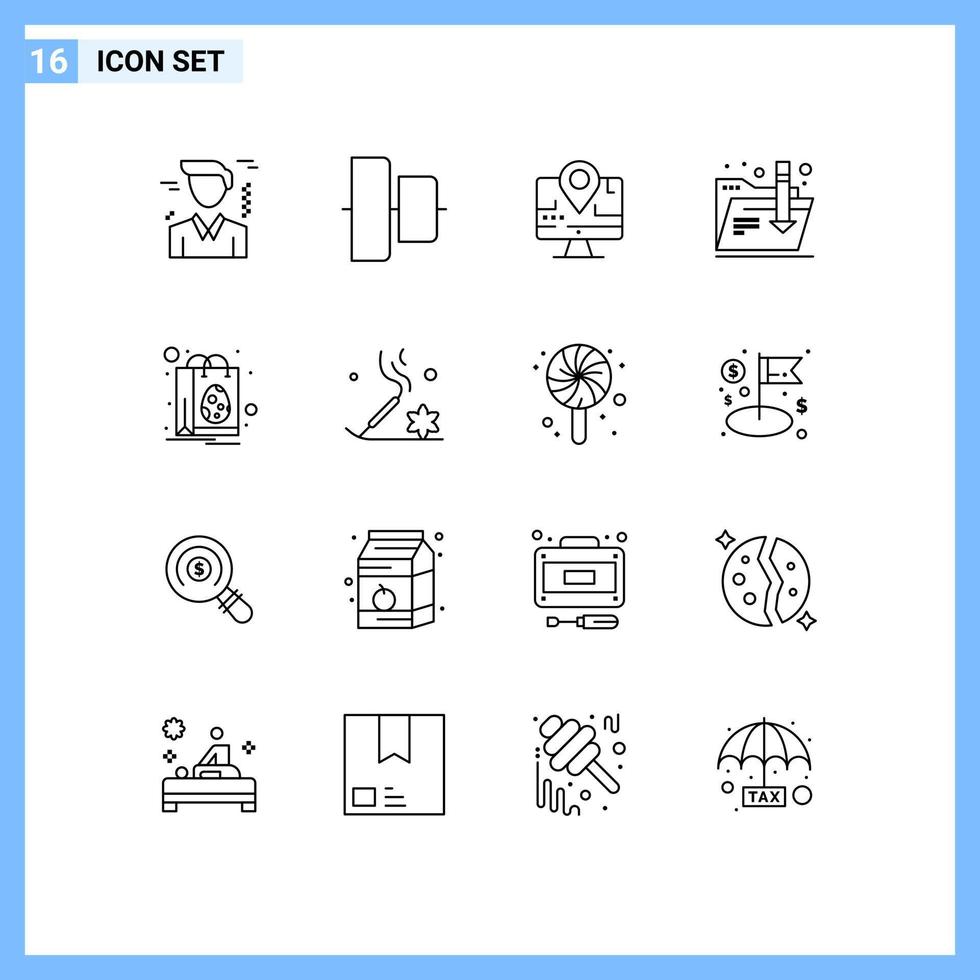modern uppsättning av 16 konturer och symboler sådan som aromaterapi ägg plats påsk internet redigerbar vektor design element