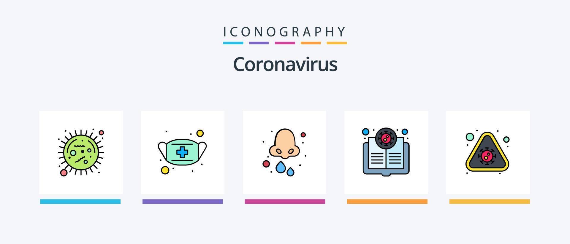 coronavirus linje fylld 5 ikon packa Inklusive varna. influensa. infektion. coronavirus. fladdermus. kreativ ikoner design vektor