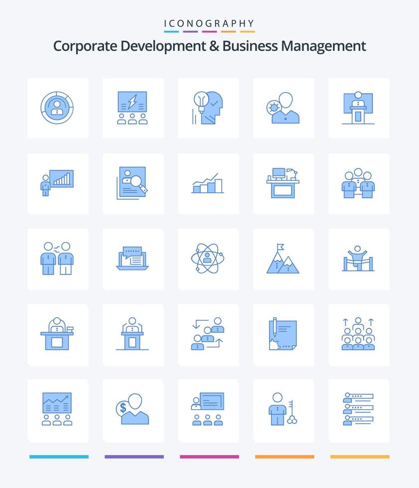kreativ företags- utveckling och företag förvaltning 25 blå ikon packa sådan som glödlampa. hjärna. grupp. kreativ. tror vektor