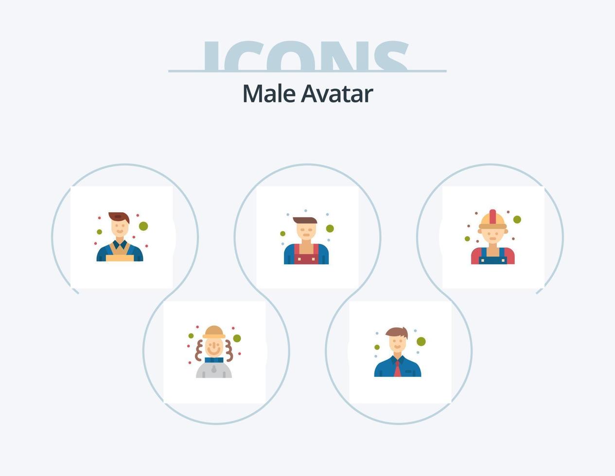 manlig avatar platt ikon packa 5 ikon design. . man. målare. arbetskraft. reparatör vektor