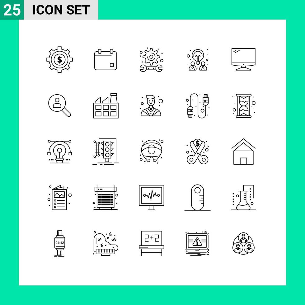 Universal- Symbol Symbole Gruppe von 25 modern Linien von Gerät Computer Bildung Partnerschaft Design editierbar Vektor Design Elemente