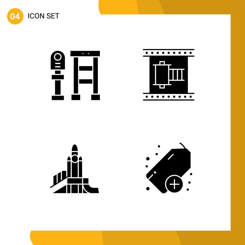 Lager Vektor Symbol Pack von 4 Linie Zeichen und Symbole zum Bank Bombe halt Filmstreifen nuklear editierbar Vektor Design Elemente
