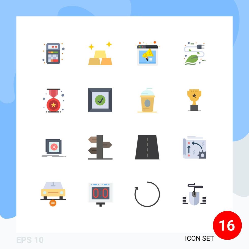 redigerbar vektor linje packa av 16 enkel platt färger av eco blad browser energi webbsida redigerbar packa av kreativ vektor design element