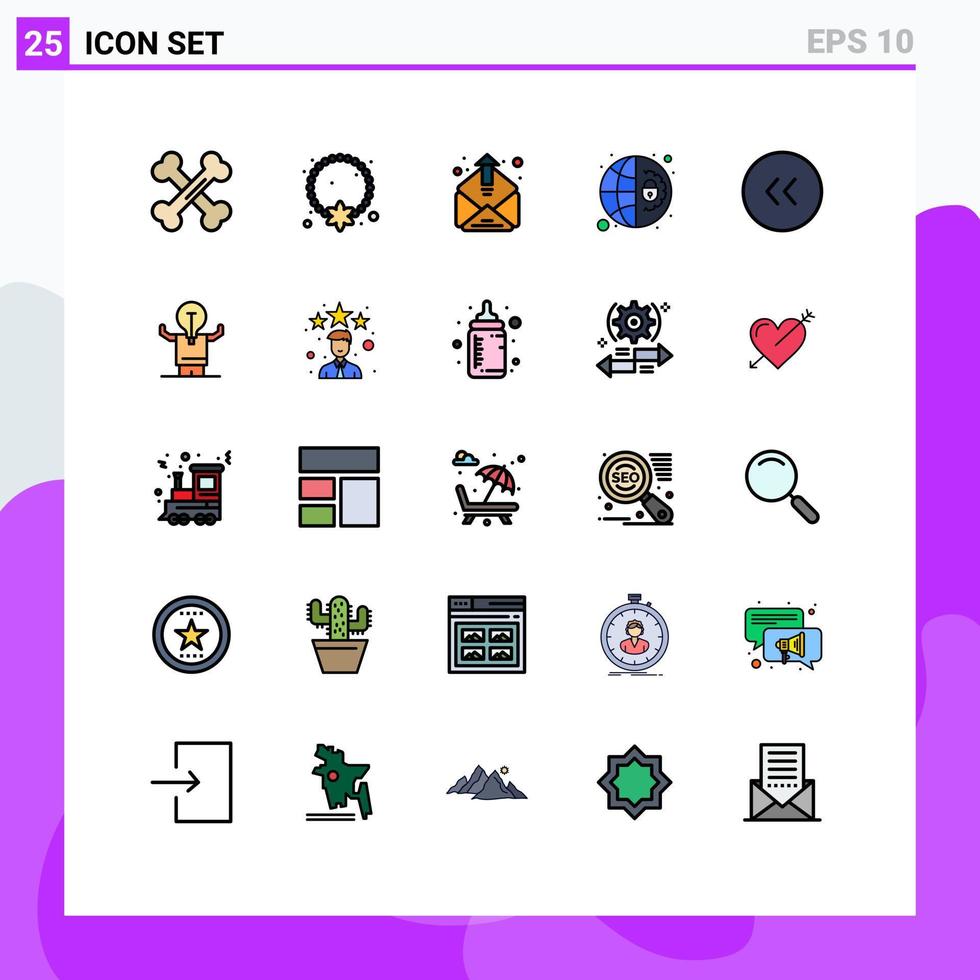 25 tematiska vektor fylld linje platt färger och redigerbar symboler av pilar säkerhet hängsmycke internet utskick redigerbar vektor design element
