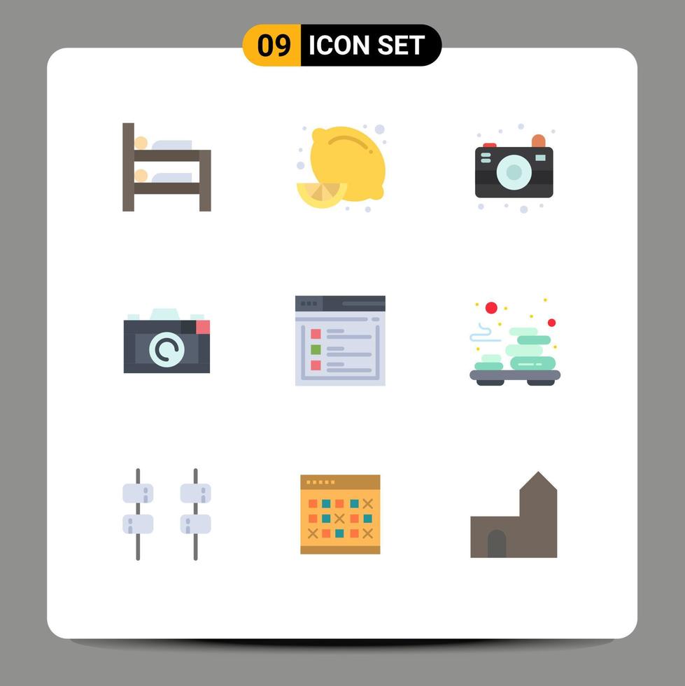 Pack von 9 modern eben Farben Zeichen und Symbole zum Netz drucken Medien eine solche wie Text Netz Bild Seite Foto editierbar Vektor Design Elemente
