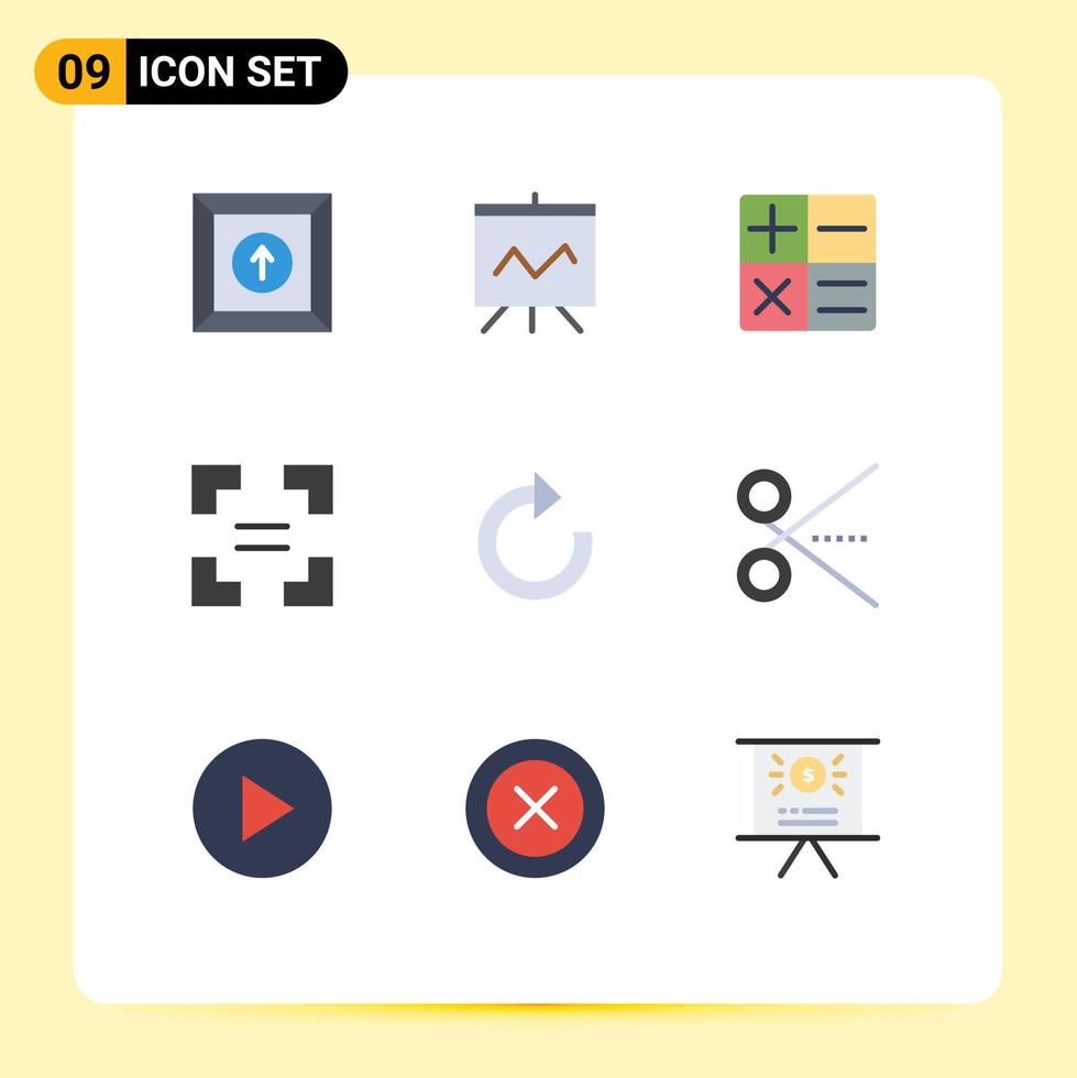 9 universell platt Färg tecken symboler av verktyg kontor full skärm skära Återställ redigerbar vektor design element