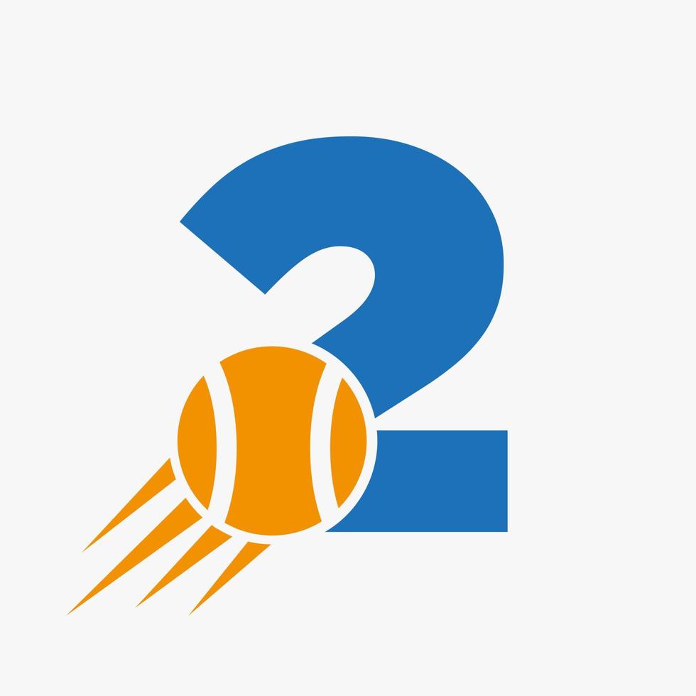 brev 2 tennis logotyp begrepp med rör på sig tennis boll ikon. tennis sporter logotyp symbol vektor mall