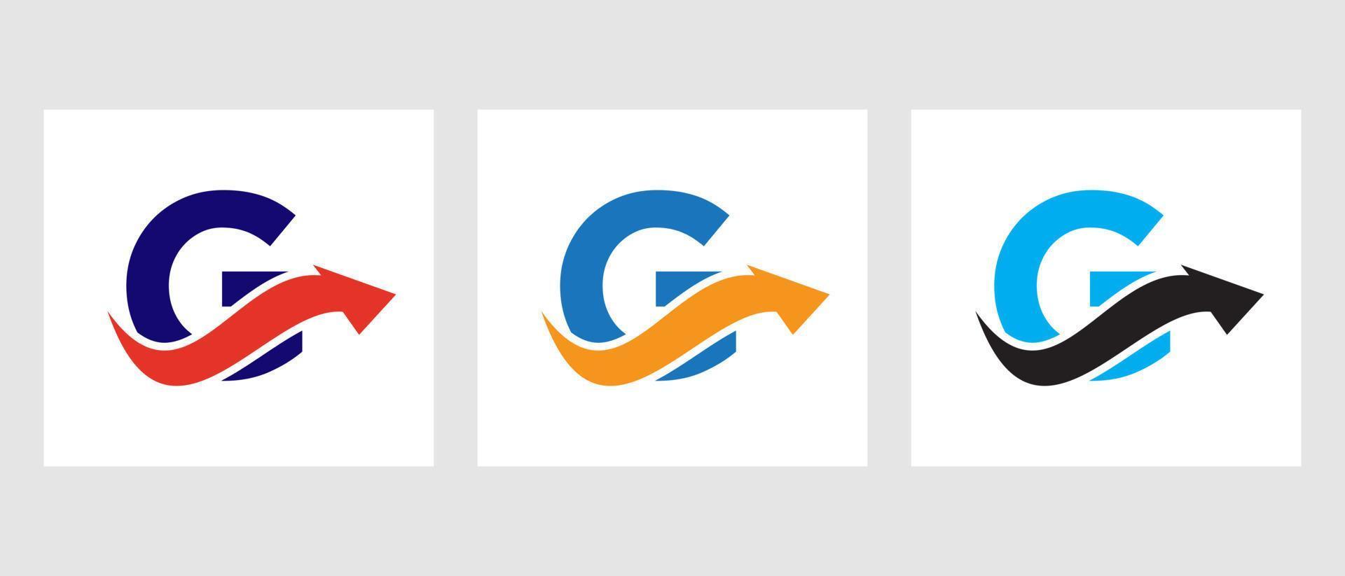 brev g finansiera logotyp begrepp med tillväxt pil symbol vektor