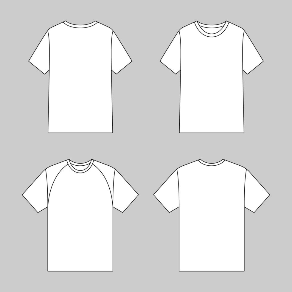 uppsättning av skisse vit tshirt falsk upp vektor