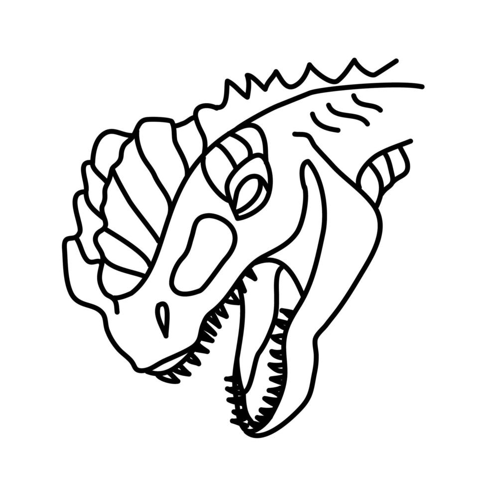 Dilophosaurus-Symbol. Gekritzel Hand gezeichnet oder schwarzer Umriss Symbol Stil vektor
