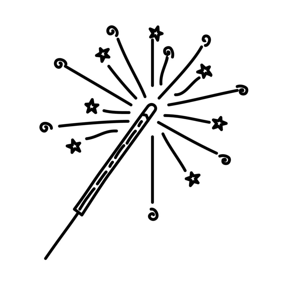 Feuerwerk Symbol. Doddle Hand gezeichnet oder schwarzer Umriss Symbol Stil vektor