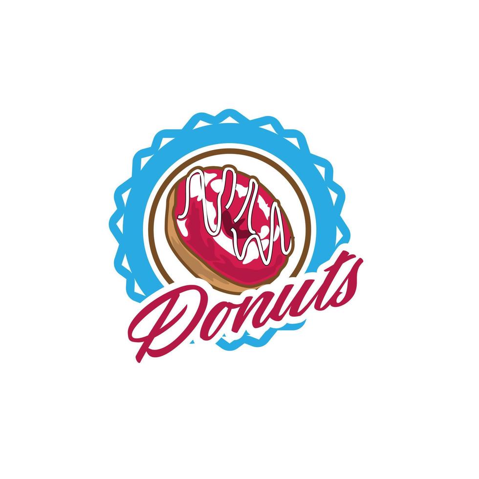 Donut-Logo-Vektor-Illustration. designkonzept für abzeichen und etiketten im vintage-stil für ihr restaurantgeschäft. zweifarbige Logovorlagen für Ihr Design. vektor