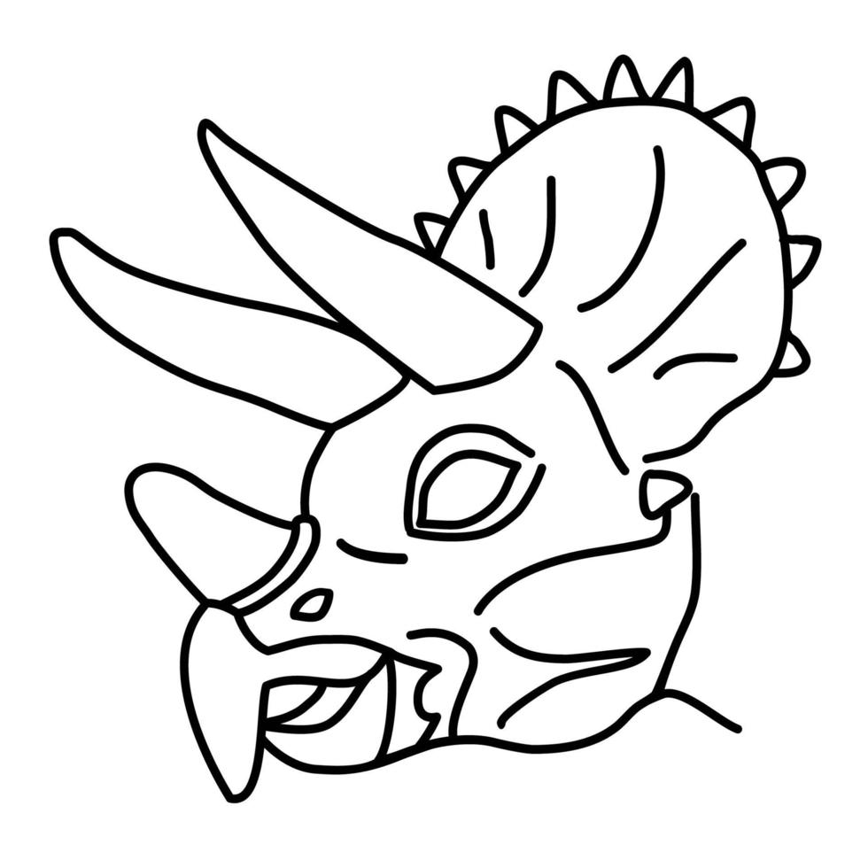 triceratops-ikonen. doodle handritad eller svart kontur ikon stil vektor