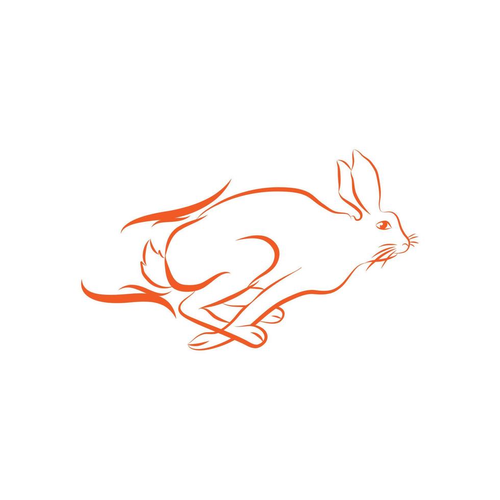 Hase Laufen mit ein hallo-speed, kaninchen Logo Vorlage. retro Vektor Illustration