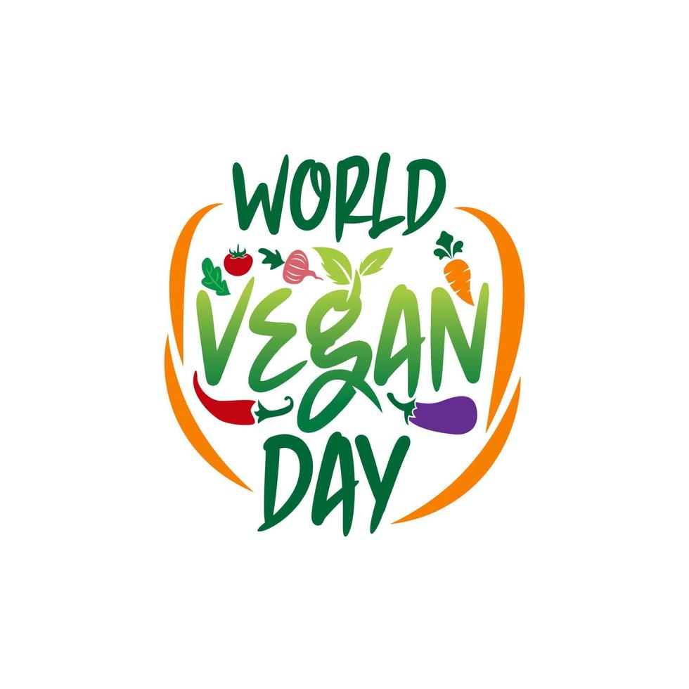 värld vegan dag text. vektor illustration på vit bakgrund