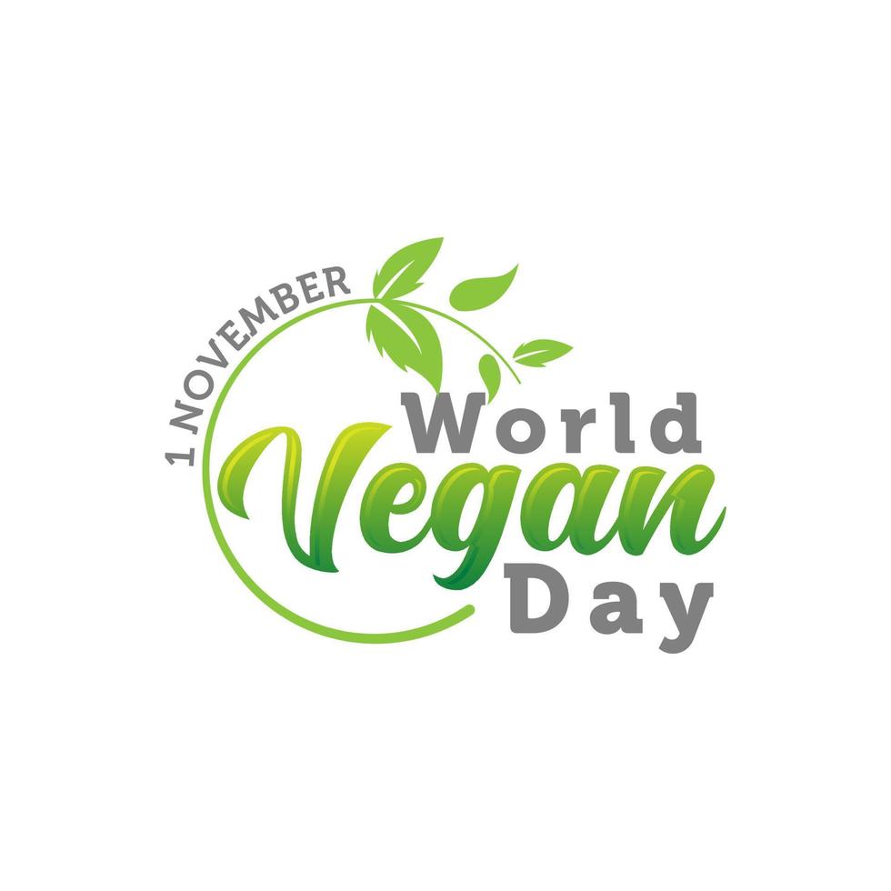 värld vegan dag text. vektor illustration på vit bakgrund