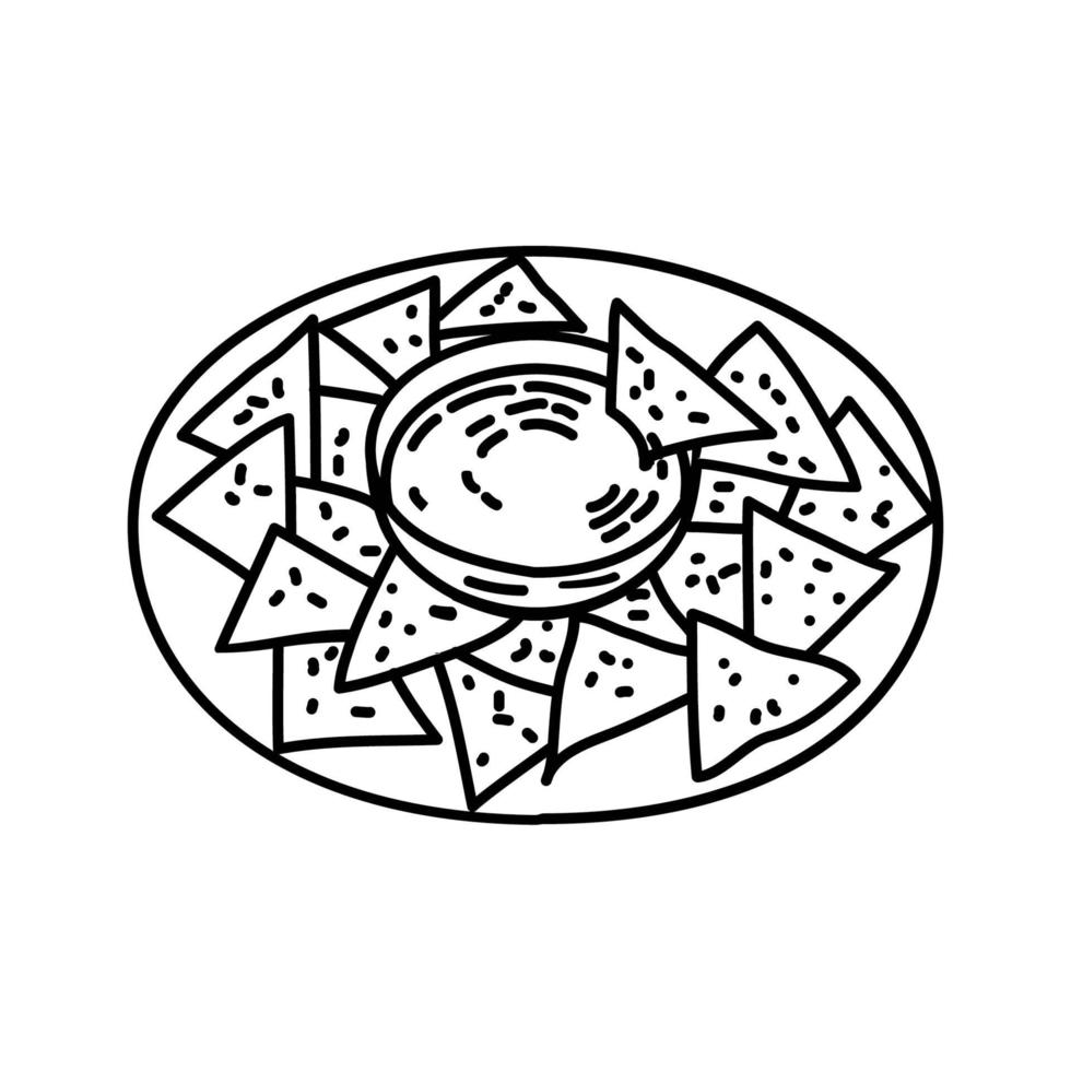 Nachos-Symbol. Gekritzel Hand gezeichnet oder Umriss Symbol Stil vektor