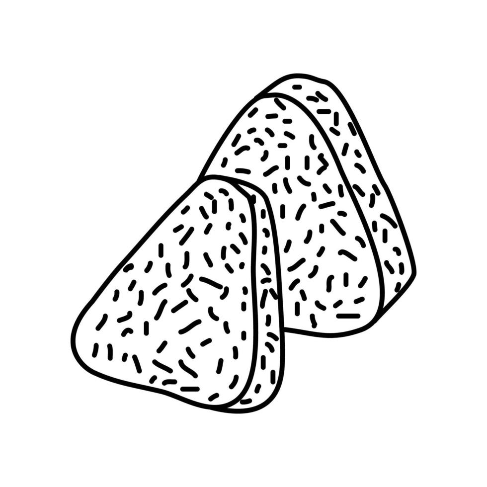 onigiri-ikonen. doodle handritad eller dispositionsikon stil vektor