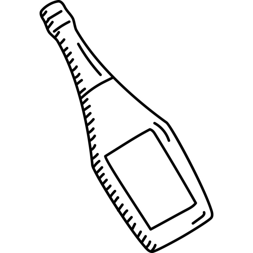 Champagner-Ikone. Doddle Hand gezeichnet oder schwarzer Umriss Symbol Stil. Vektorikone vektor