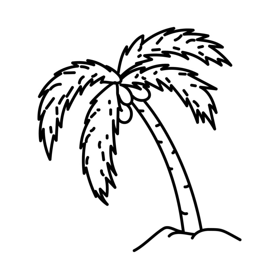 kokosnöt träd ikon. doodle handritad eller dispositionsikon stil vektor