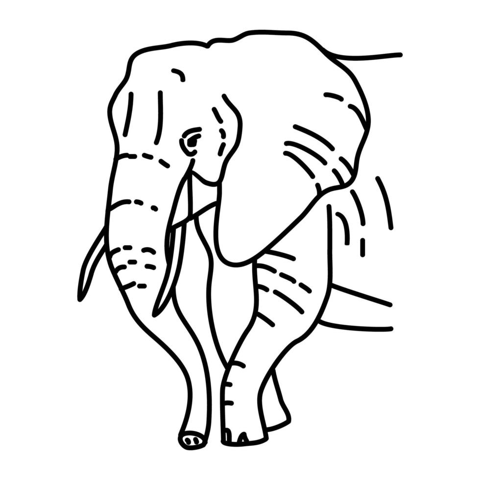 Elefantenikone. Gekritzel Hand gezeichnet oder Umriss Symbol Stil vektor