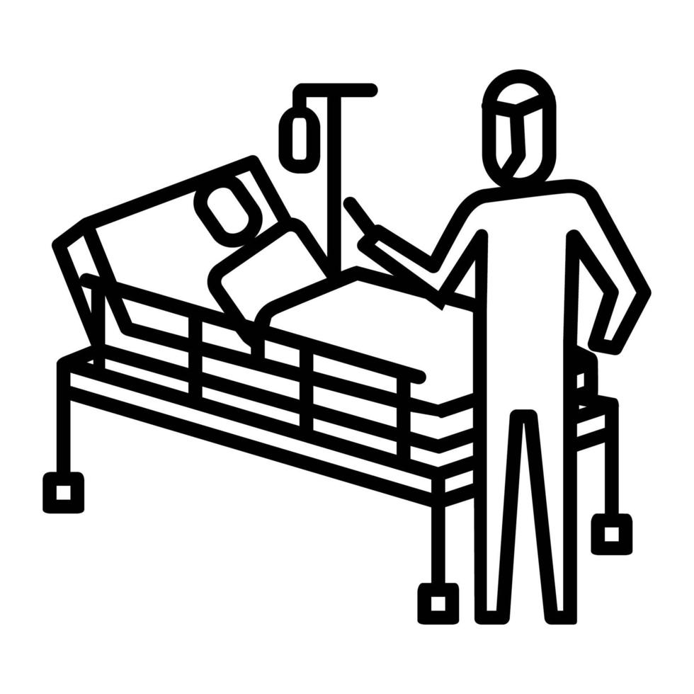 Symbol für stationäre Patienten. Symbol der Aktivität oder Illustration zum Umgang mit dem Corona-Virus vektor