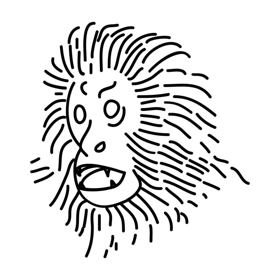 gyllene lejon tamarin ikon. doodle handritad eller dispositionsikon stil vektor