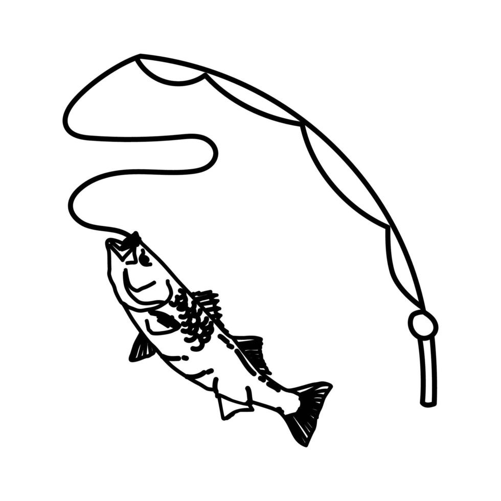 fiske som ikon. doodle handritad eller dispositionsikon stil vektor