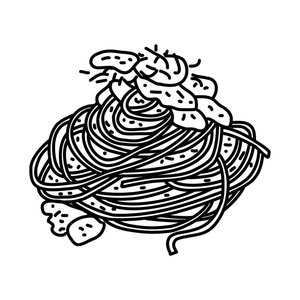 spaghetti carbonara ikon. doodle handritad eller dispositionsikon stil vektor