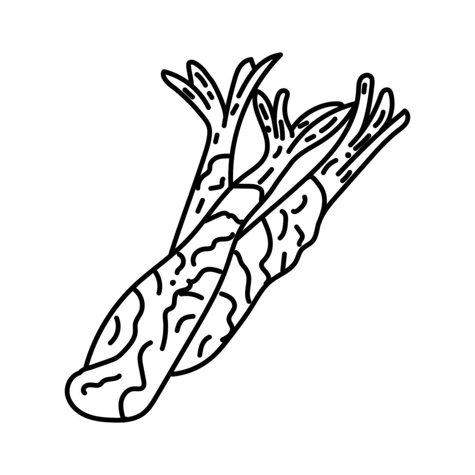 Tempura-Symbol. Gekritzel Hand gezeichnet oder Umriss Symbol Stil vektor