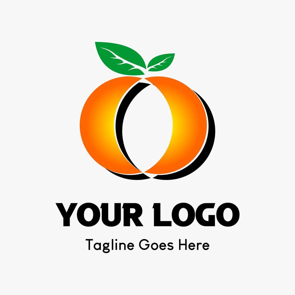 orange frukt ikon, två apelsiner i en cirkel. frukt ikon vektor logotyp mall för mat och dryck företag