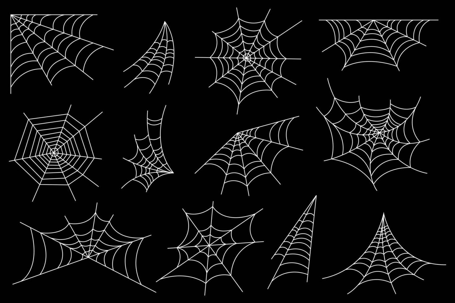 uppsättning spindelnät och halloween spindelnät dekoration vektor