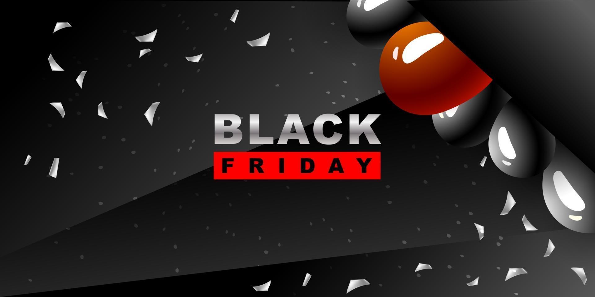 schwarzer Freitag Vektor Hintergrund. dunkle Vorlage für ein Banner mit schwarzen Luftballons
