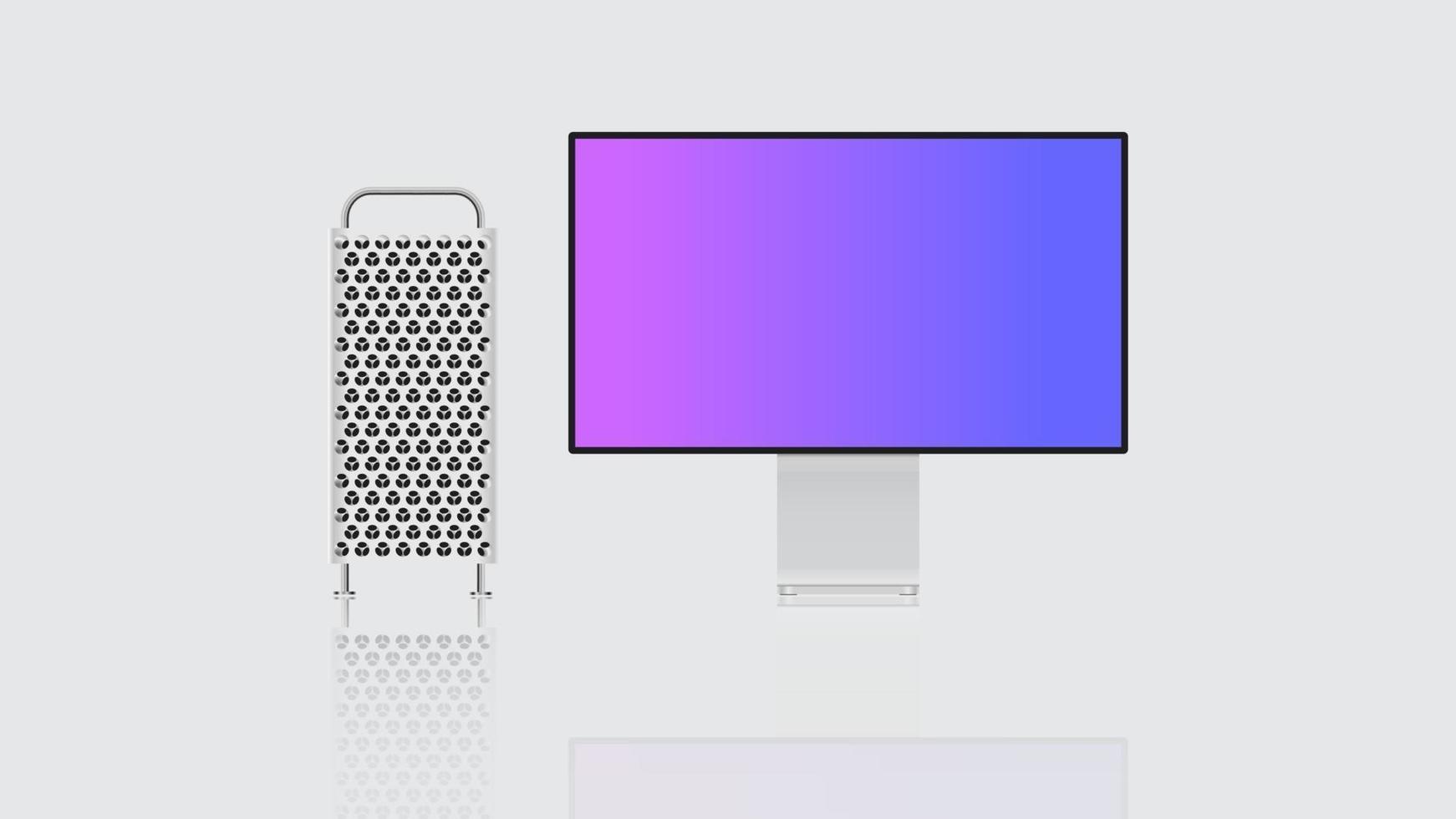 realistisk modern pc-illustration med skärm och bildskärm. stationära pc-mockups med tomma skärmar, framifrån. vektor