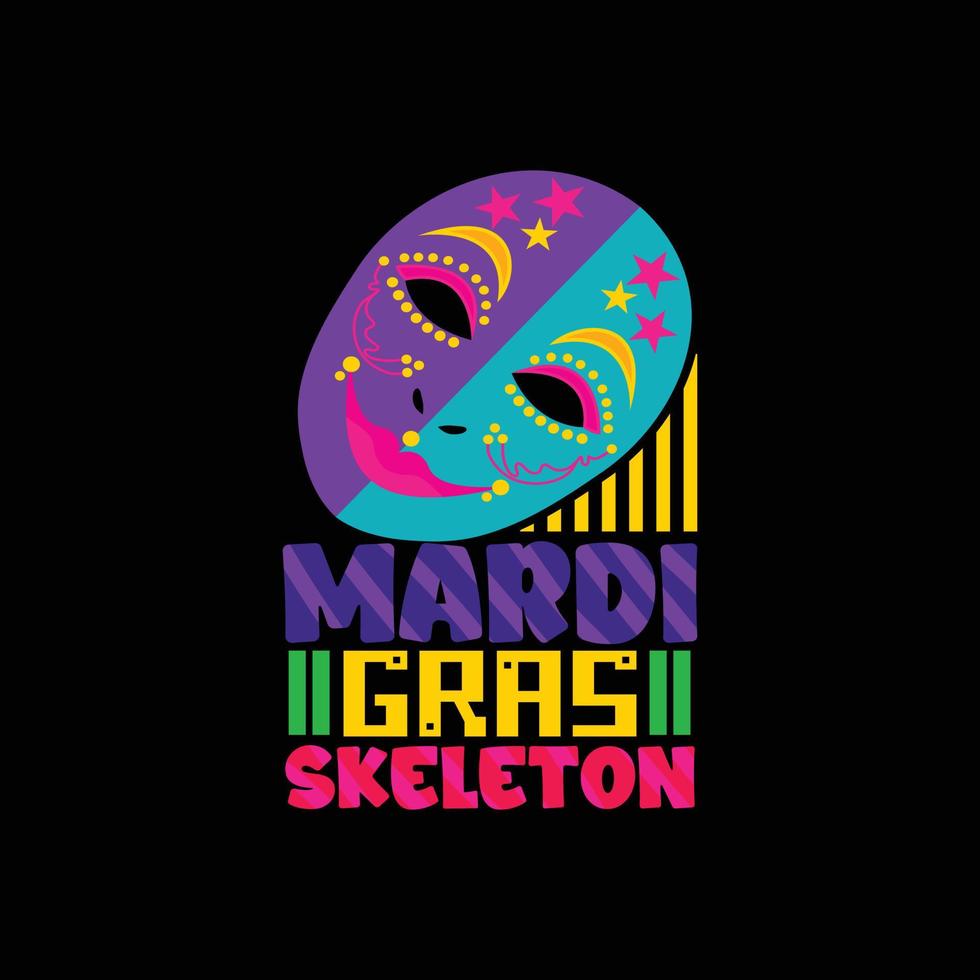 mardi gras skelett vektor t-shirt design. mardi gras t-shirt design. kan vara Begagnade för skriva ut muggar, klistermärke mönster, hälsning kort, affischer, påsar, och t-tröjor