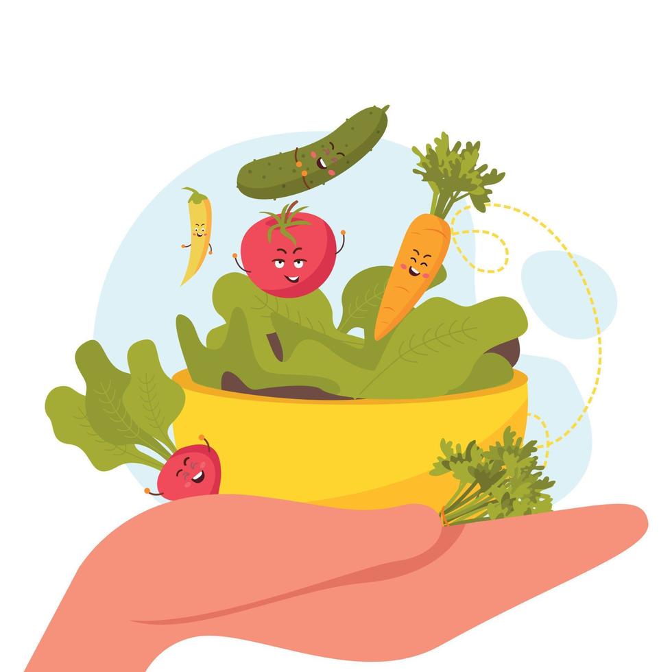 organisch Design Konzept mit Karikatur Gemüse vektor