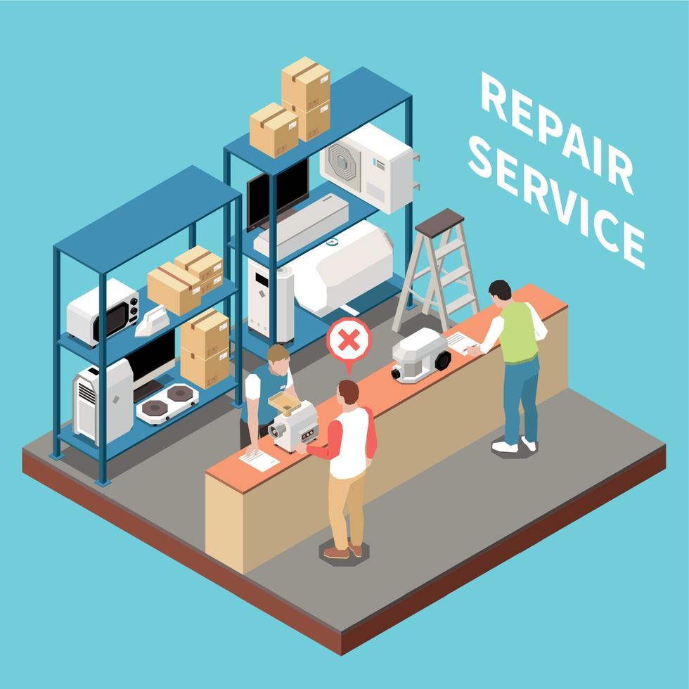 reparera service isometrisk bakgrund vektor