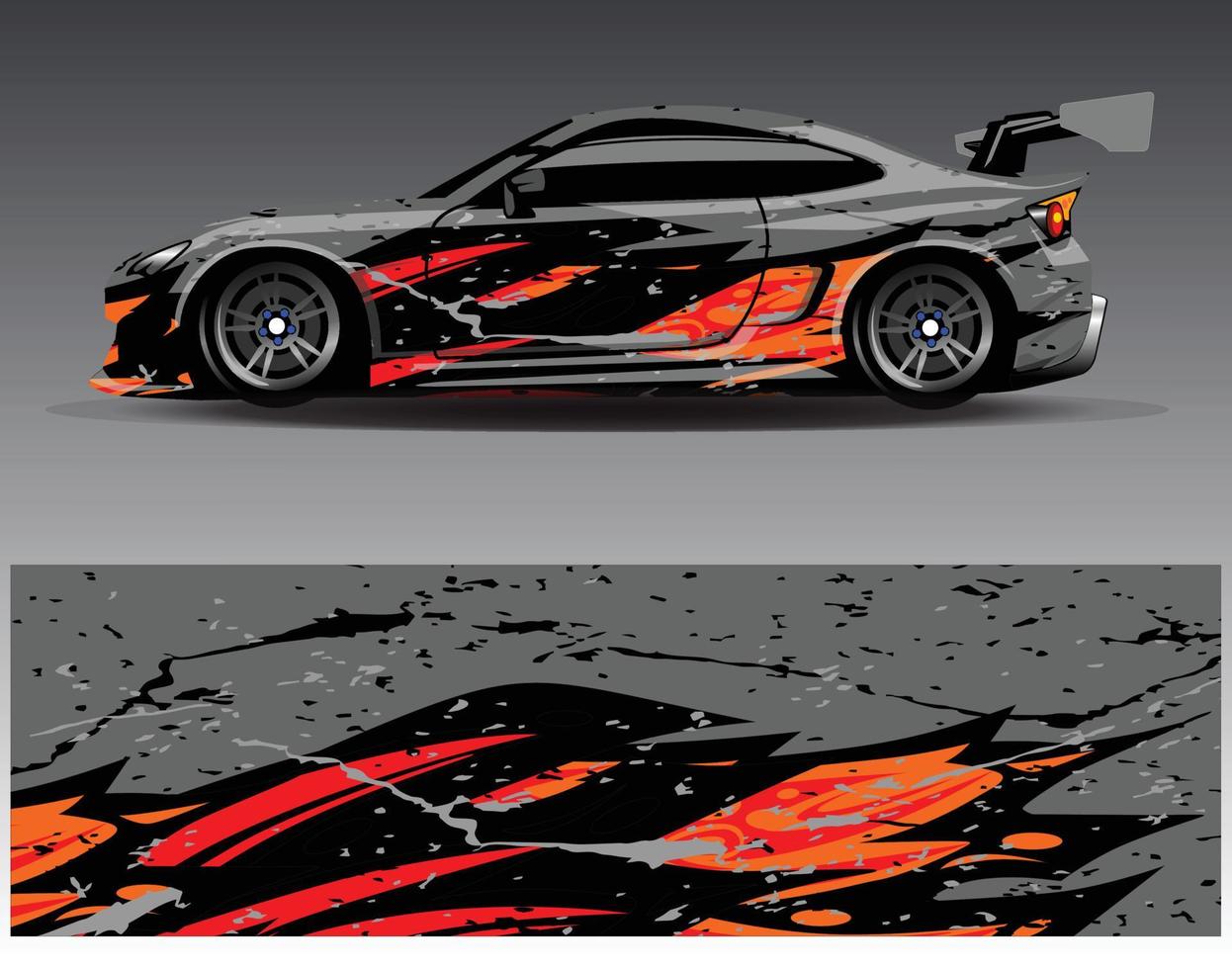 bil wrap design vektor. grafisk abstrakt stripe racing bakgrund kit designs för wrap fordon racer bil rally äventyr och livery vektor