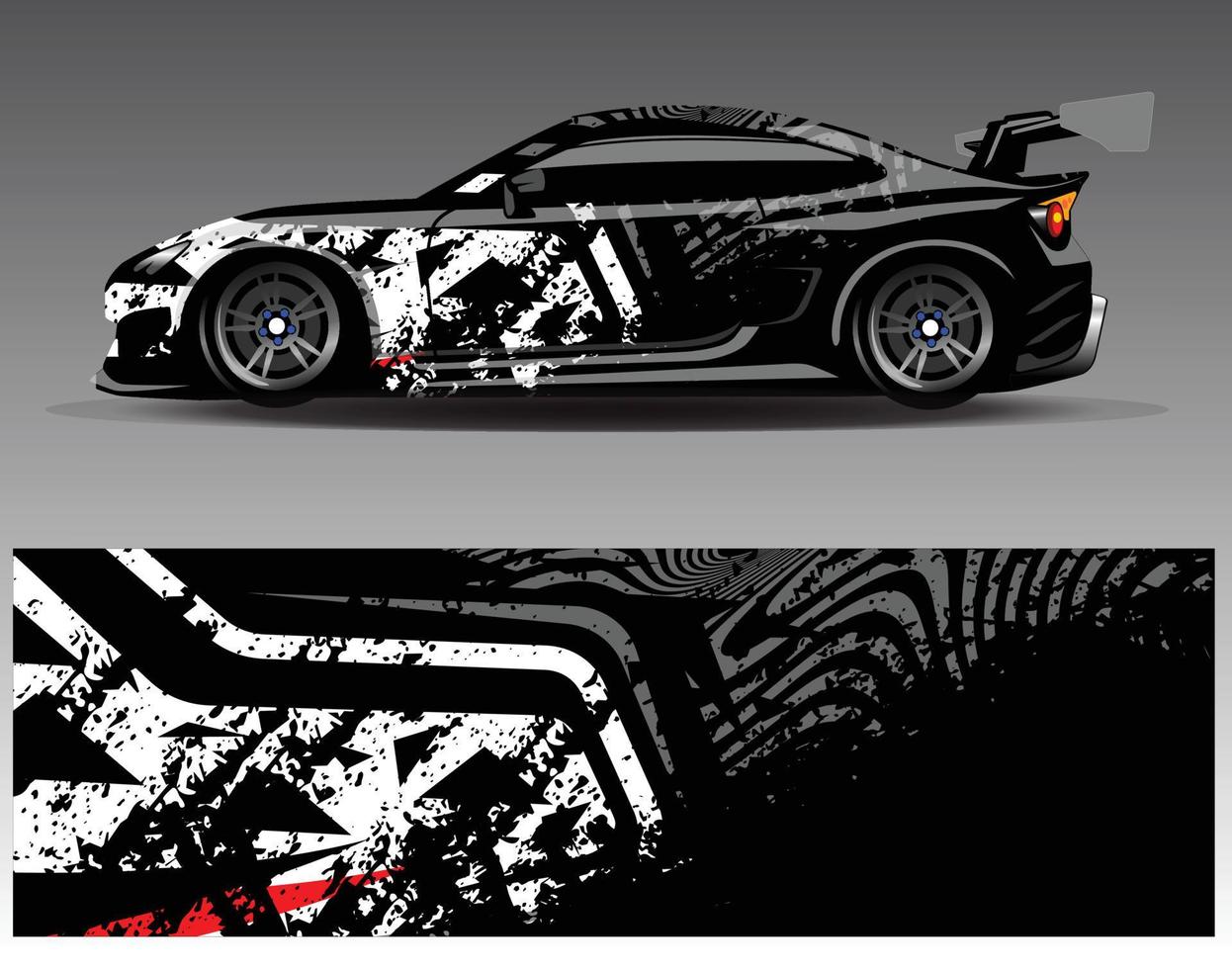 bil wrap design vektor. grafisk abstrakt stripe racing bakgrund kit designs för wrap fordon racer bil rally äventyr och livery vektor