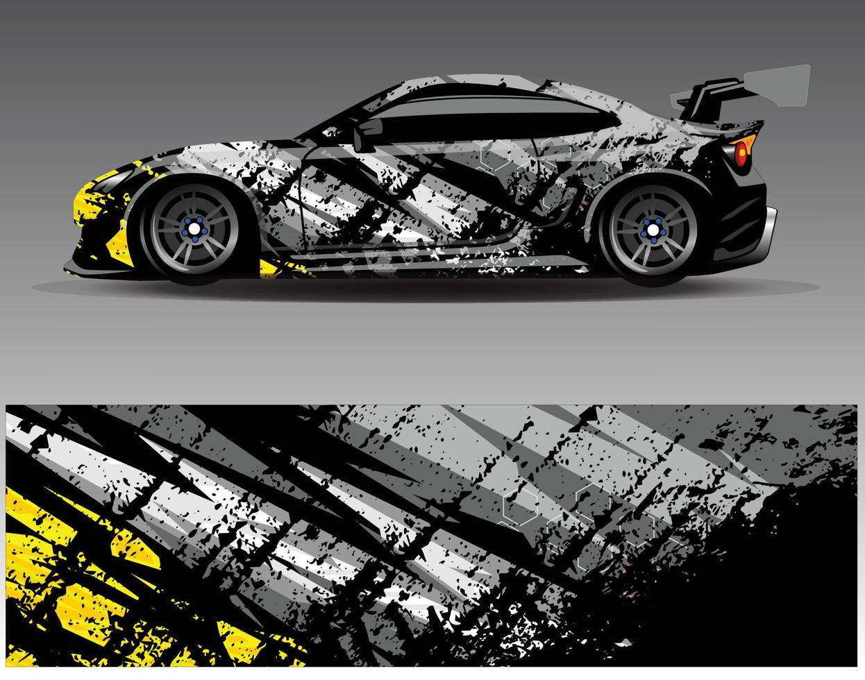 Auto-Wrap-Design-Vektor. grafische abstrakte Streifen-Rennhintergrund-Kit-Designs für Wrap-Fahrzeug-Rennwagen-Rallye-Abenteuer und Lackierungen vektor