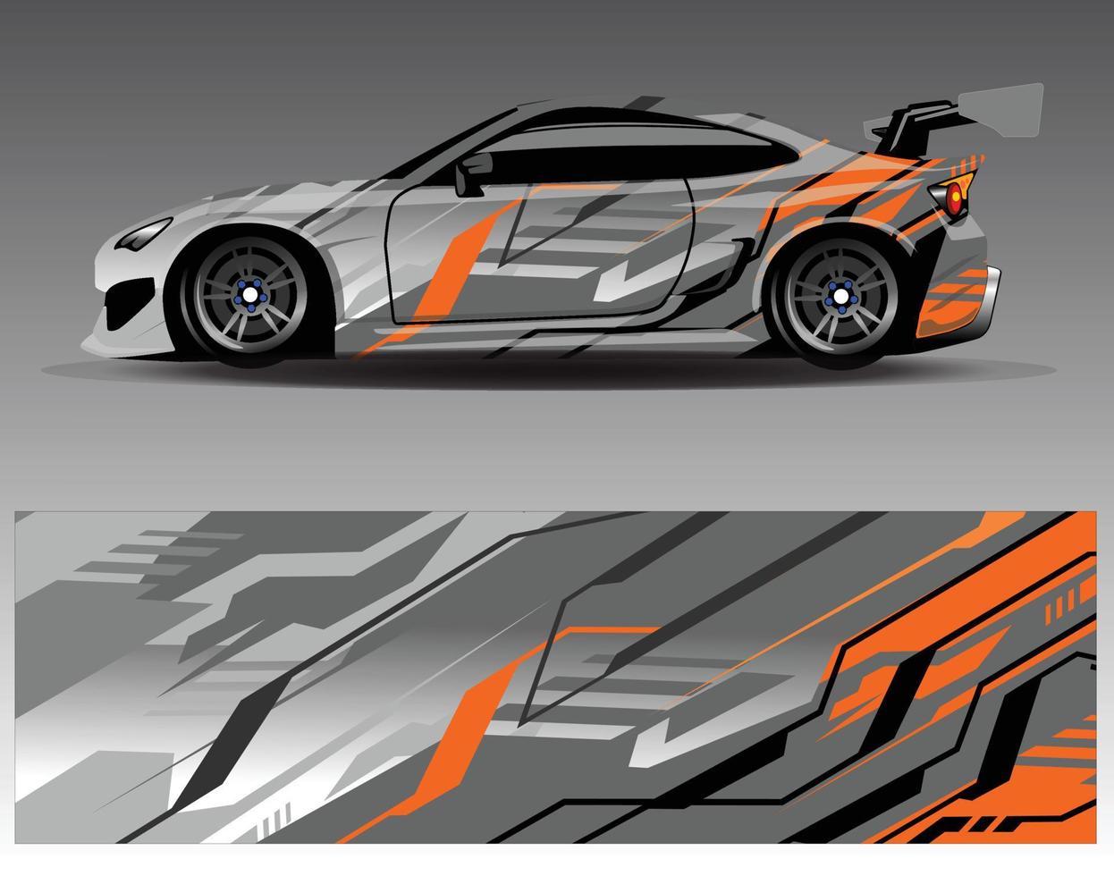 Auto-Wrap-Design-Vektor. grafische abstrakte Streifen-Rennhintergrund-Kit-Designs für Wrap-Fahrzeug-Rennwagen-Rallye-Abenteuer und Lackierungen vektor